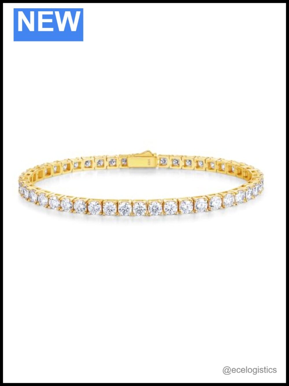 Moissanite Tennis Bracelet 925 Sterling Silver 18K Gold Plated 7 Inch